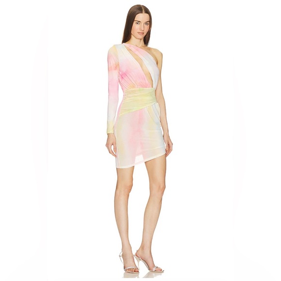 NWT Michael Costello × REVOLVE Sedona Mini Dress Watercolor Print Pastel Rainbow - Picture 2 of 15
